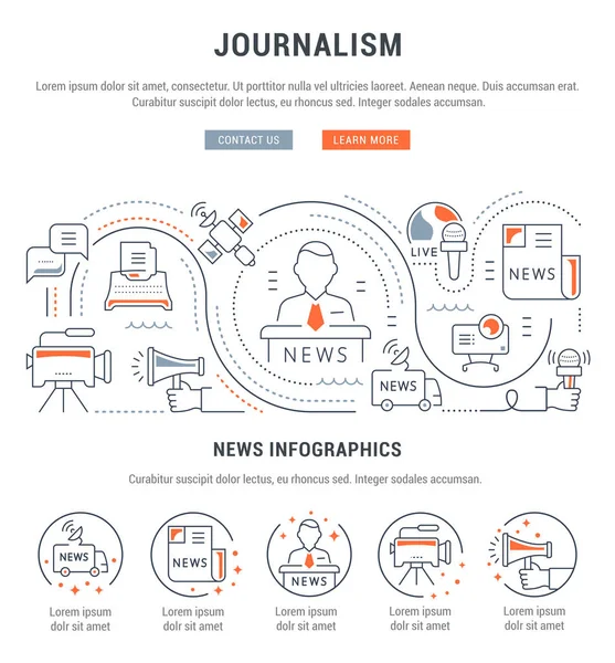 Site web Bannière et Landing Page Journalisme — Image vectorielle