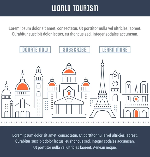 Página web Banner y Landing Page Turismo Mundial — Vector de stock