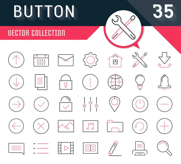 Set Vector Flat Line Icons Desain Seluler - Stok Vektor