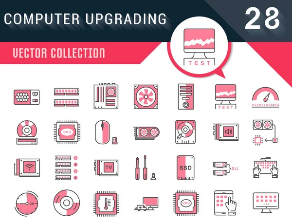 Bilgisayar yükseltme vektör düz çizgi Icons set