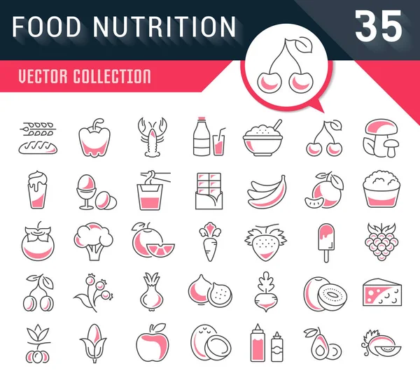 Set Line Iconos Alimentos — Archivo Imágenes Vectoriales