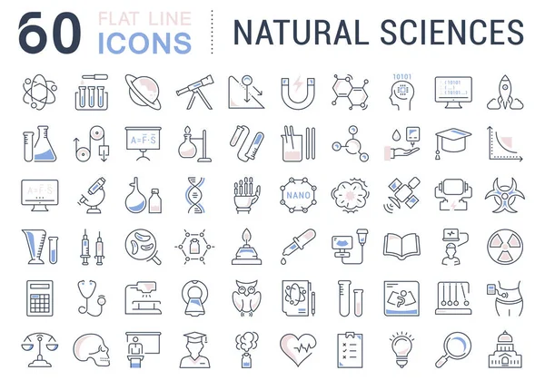 Conjunto de iconos de la línea de historia natural — Archivo Imágenes Vectoriales