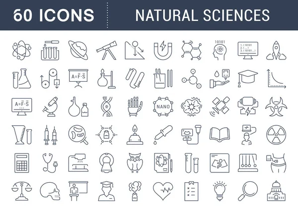 Conjunto de iconos de la línea de historia natural — Vector de stock