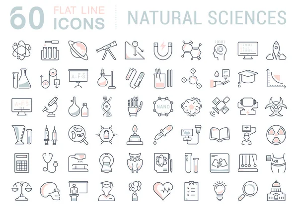 Conjunto de ícones de linha de história natural — Vetor de Stock