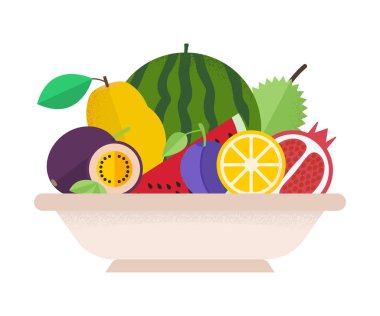 Meyve üzerinde beyaz Backgro izole plaka vektör çizim