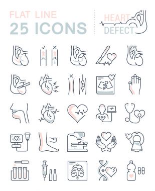 Vektör düz çizgi simgeler kalp defekti ayarla
