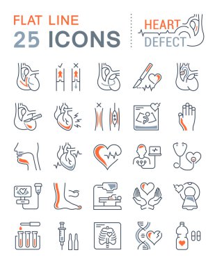 Vektör düz çizgi simgeler kalp defekti ayarla