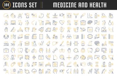 Vektör düz çizgi Icons Set tıp ve sağlık