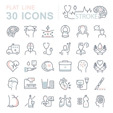 Set Vector Flat Line Icons Stroke clipart