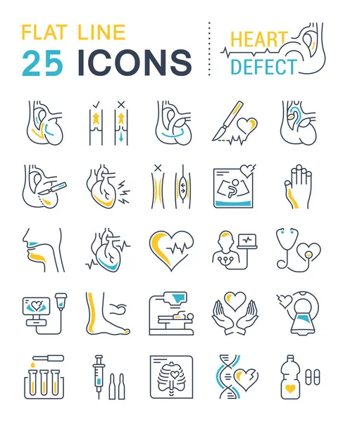 Vektör düz çizgi simgeler kalp defekti ayarla