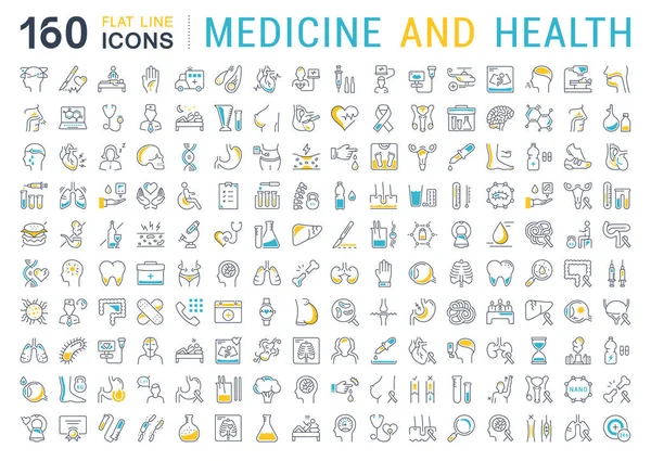 Vektör düz çizgi Icons Set Medecine ve sağlık