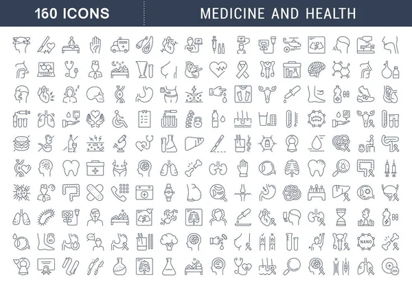 Vektör düz çizgi Icons Set Medecine ve sağlık