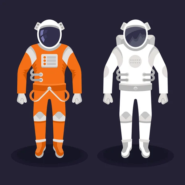 Astronaut and Cosmonaut on Dark Background — Stock Vector