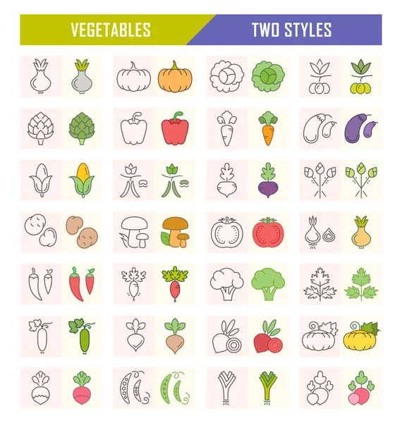 Establecer ilustración vectorial de verduras sobre fondo blanco — Archivo Imágenes Vectoriales