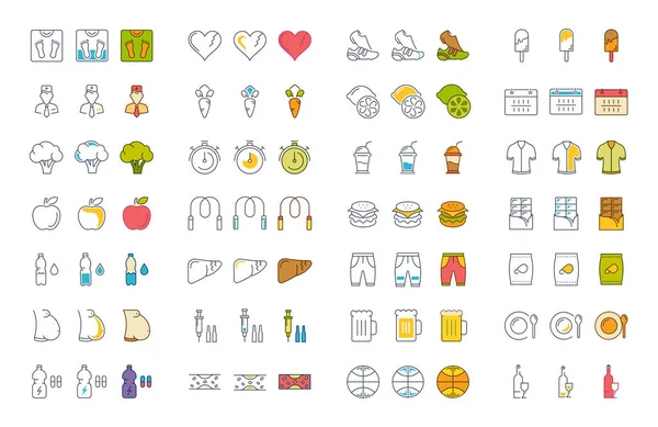 Zayıflama vektör düz çizgi Icons set