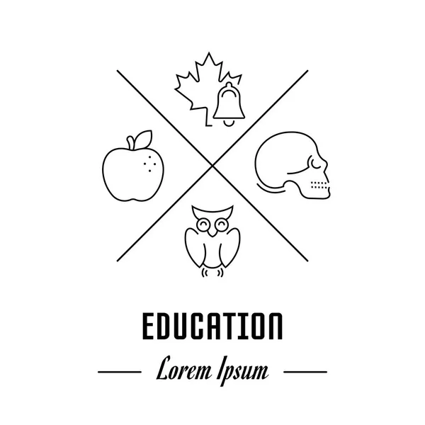 (Inggris) Banner and Landing Page of Education - Stok Vektor