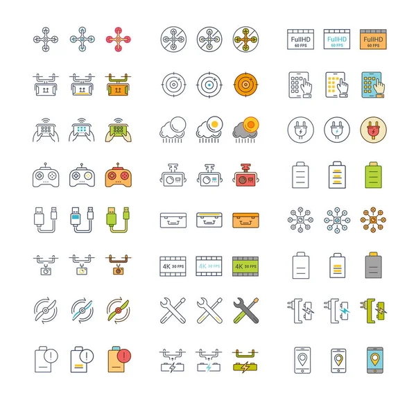 Vektör düz çizgi simgeler uçağı ayarla