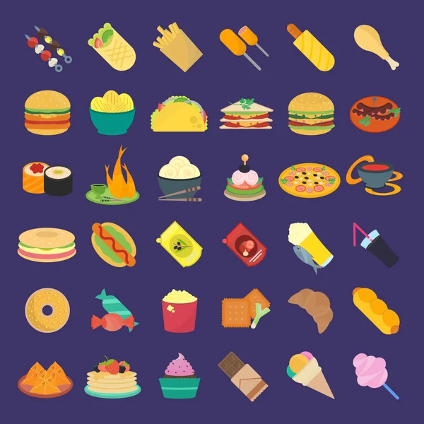 Set Vector Ilustración de comida rápida — Vector de stock