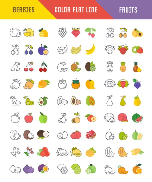 Ensemble d'éléments vectoriels de fruits et de baies — Image vectorielle