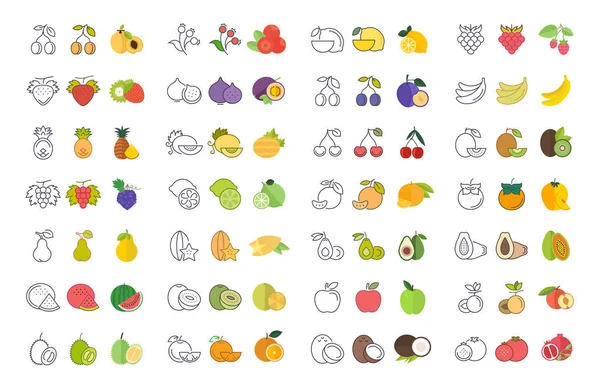 Meyve ve çilek vektör öğeleri kümesi