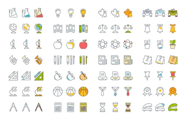 Vektör düz çizgi simgeler eğitim ayarla