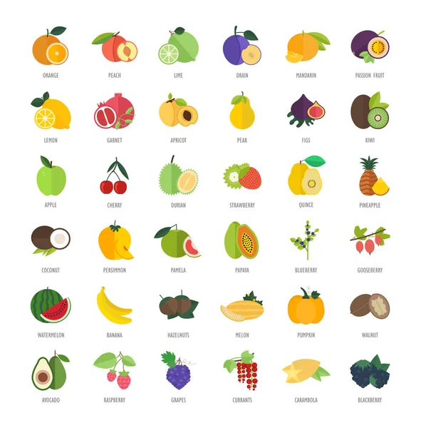 Set Vector Ilustración de Frutas — Archivo Imágenes Vectoriales