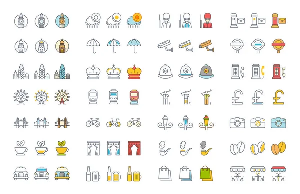 Vektör düz çizgi simgeler Londra ayarla