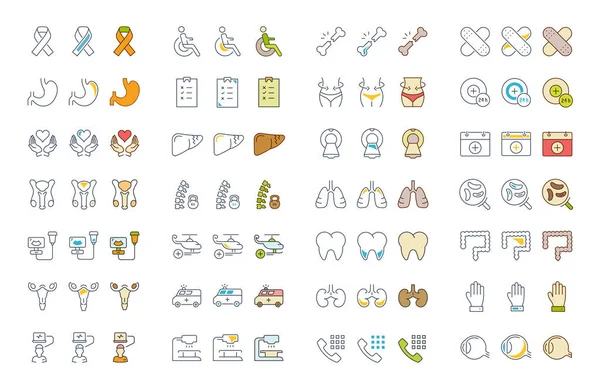 Vektör düz çizgi simgeler tıp ayarla