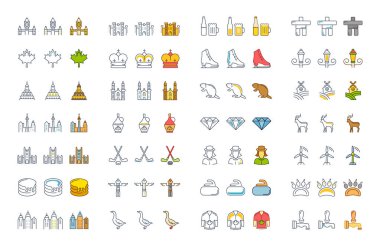 Vektör düz çizgi simgeler Ottawa ayarla