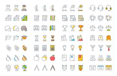 Set vektör düz çizgi simgeler Üniversitesi