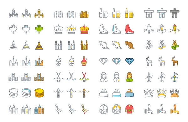 Vektör düz çizgi simgeler Ottawa ayarla