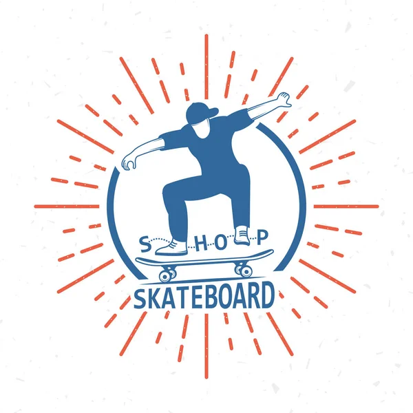 Vector Retro Illustration of Skateboarding Badge — Stock Vector