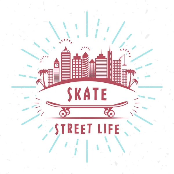 Retro vectorillustratie van skateboarden Badge — Stockvector