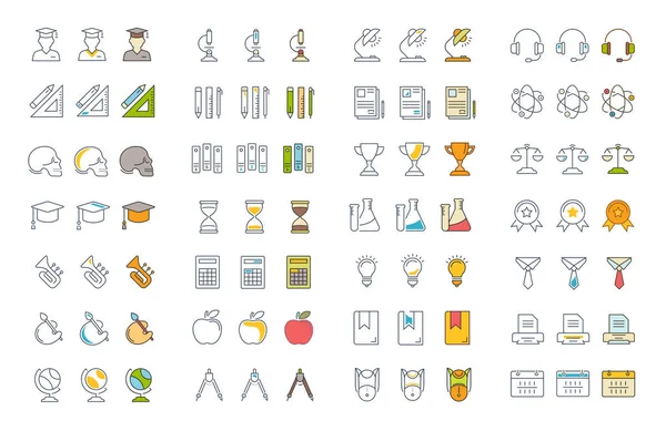 Set vektör düz çizgi simgeler Üniversitesi