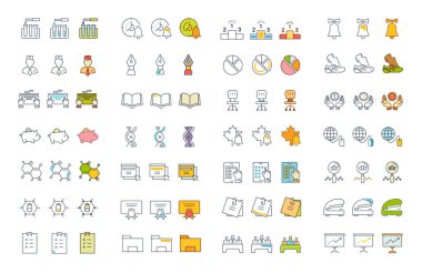 Set vektör düz çizgi simgeler Üniversitesi