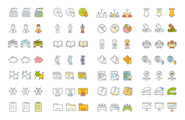 Set vektör düz çizgi simgeler Üniversitesi