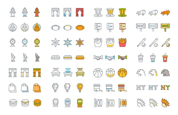 Vektör düz çizgi Icons Set ABD ve Amerika