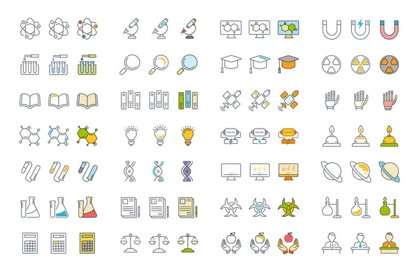 Vektör düz çizgi simgeler fizik ayarla