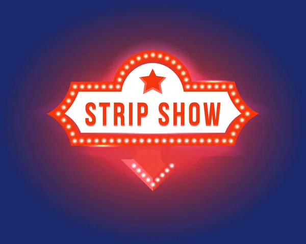 Striptiz şovu, açık metin ile Retro tabela — Stok Vektör