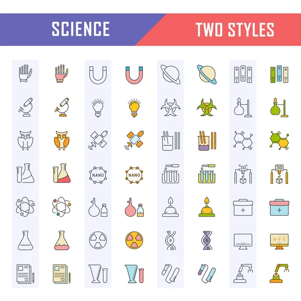 Vektör düz çizgi simgeler bilim ayarla