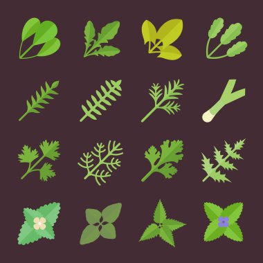 Vektör yeşil düz simgelerin ayarlamak