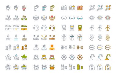 Set Vector Flat Line Icons Future Technology clipart