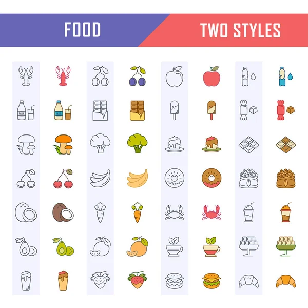 Set Line Iconos Alimentos — Archivo Imágenes Vectoriales