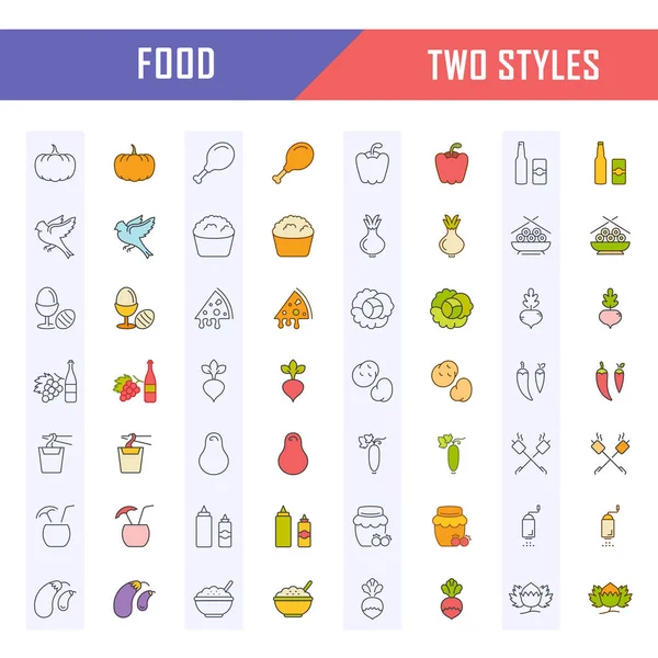 Set Line Iconos Alimentos — Archivo Imágenes Vectoriales