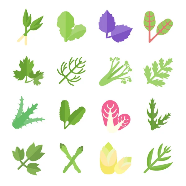 Set de iconos planos vectoriales de vegetación — Vector de stock