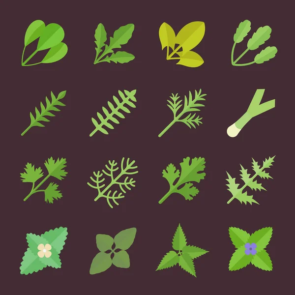 Vektör yeşil düz simgelerin ayarlamak