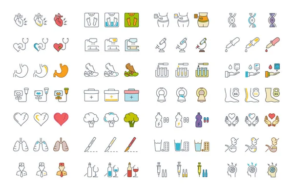 Vektör düz çizgi simgeler kalp krizi ayarla