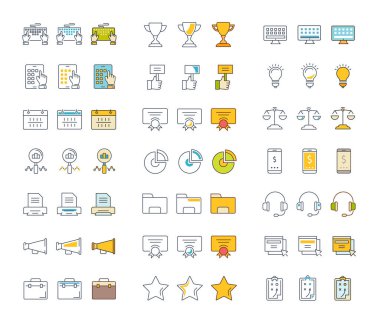 Set vektör düz çizgi simgeler Seo ve Web Tasarım