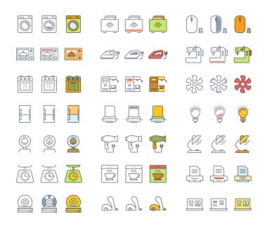 Vektör düz çizgi simgeler cihaz ayarla