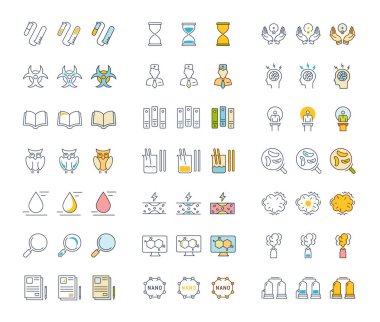 Vektör düz çizgi simgeler Kimya ayarla